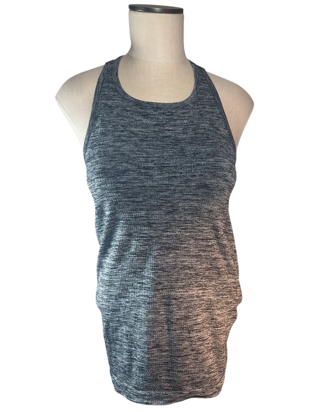 Athleta Womens Renew Racerback Ribbed Tank Top in Gray /Black Space Dye Workout - Picture 1 of 5